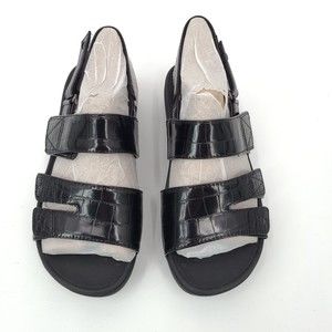 Vionic Roma platform Sling Back Sandals Black Croc pattern Women’s Size 9